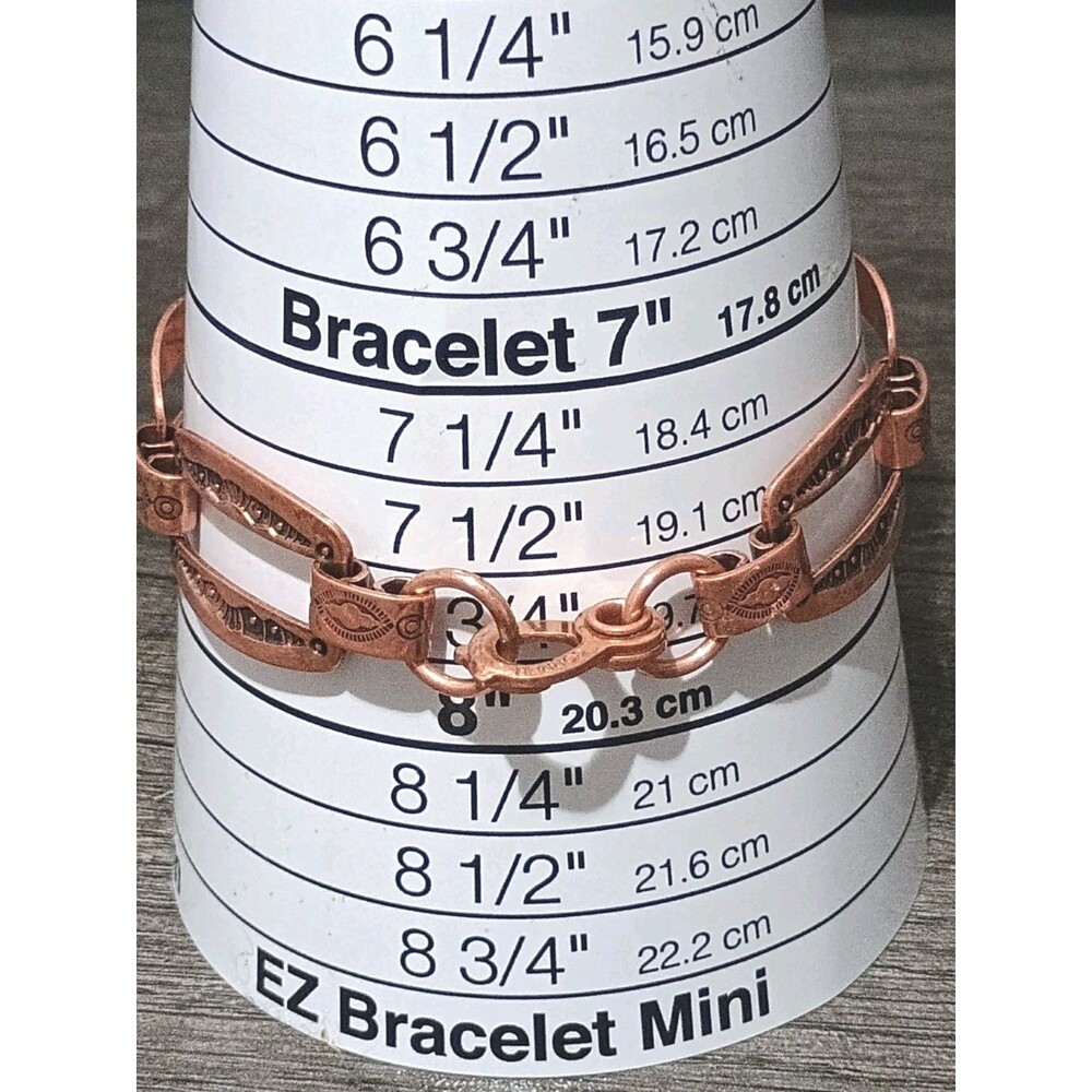 Southwestern Etched Copper Link Vintage Bracelet - Picture 5 of 5